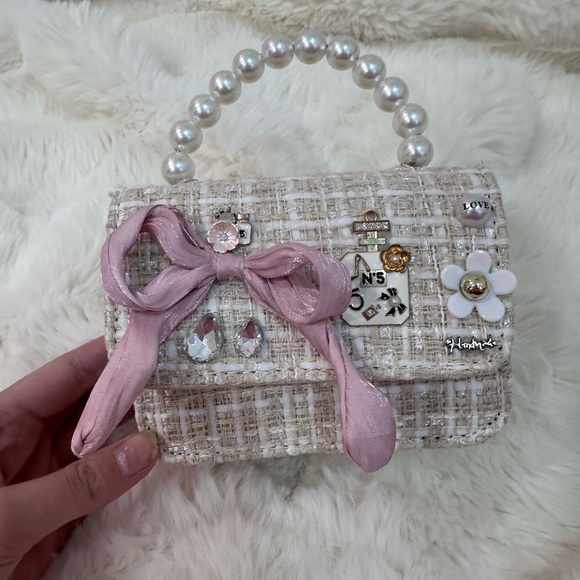 Ce Ce Co Pink mini purse with charms and pearl handle -Maisonette - Picture 8 of 9